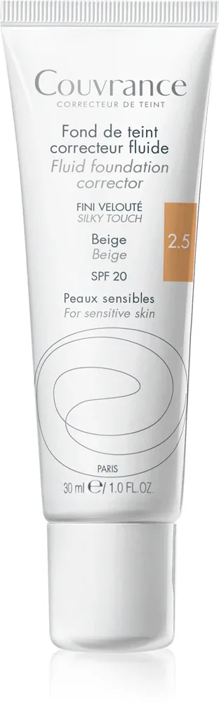 Avene Couvrance Fluid Foundation Corrector - Тональная основа с покрытием в жидкой текстуре SPF 20, 30 мл, оттенок 2.5 Beige