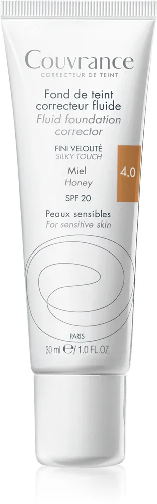 Avene Couvrance Fluid Foundation Corrector - Тональная основа с покрытием в жидкой текстуре SPF 20, 30 мл, оттенок 4.0 Honey