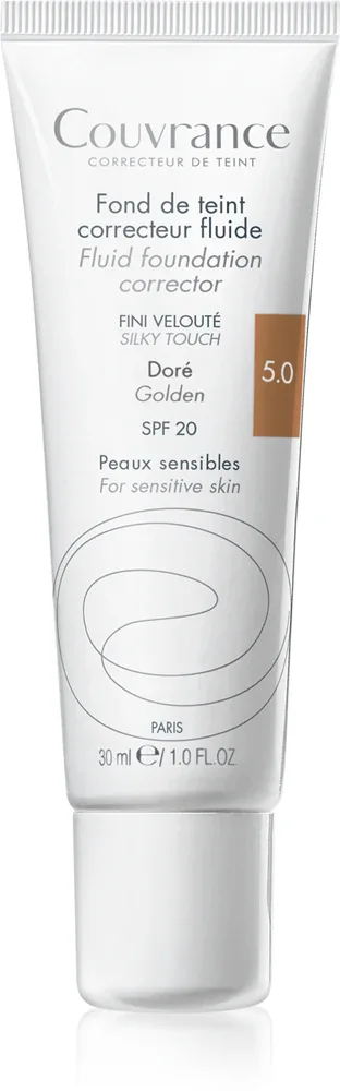 Avene Couvrance Fluid Foundation Corrector - Тональная основа с покрытием в жидкой текстуре SPF 20, 30 мл, оттенок 5.0 Golden