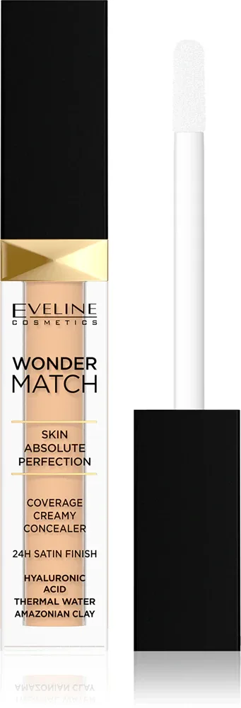 Eveline Cosmetics Wonder Match - Кремовый корректор для лица, который скрывает 24 часа, 7 мл, оттенок 10 Light Vanilla Warm