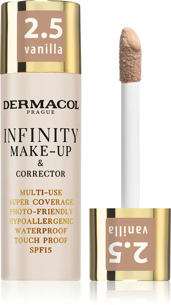 Dermacol Infinity - Тональный фонд с высокой степенью покрытия SPF 15, 20 г, оттенок 2.5 Vanilla