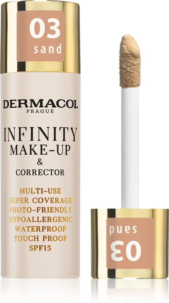 Dermacol Infinity - Тональный фонд с высокой степенью покрытия SPF 15, 20 г, оттенок 03 Sand