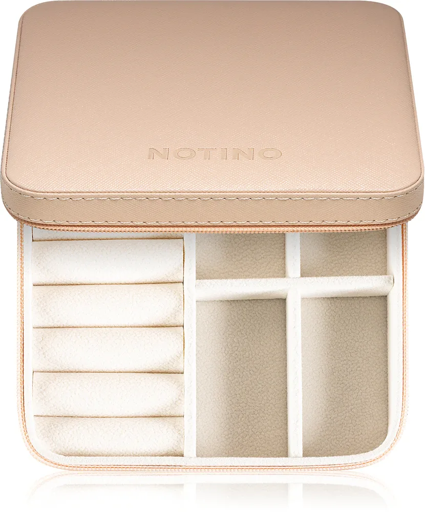 Шкатулка для украшений Notino Classy Collection Jewellery box пудрово-розовая, компактная, на молнии, 12,5 × 5 × 12,5 см Peach