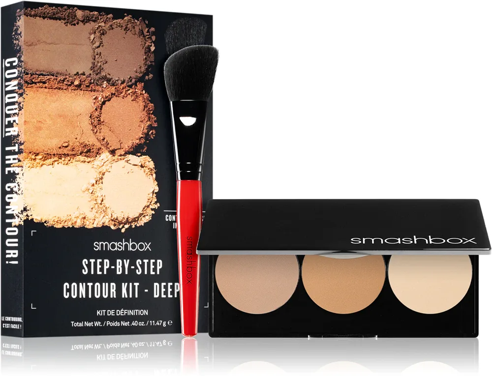 Smashbox Step By Step Contour Kit - Палетка для контурирования лица с кисточкой, 11.47 г, оттенок Light/Medium