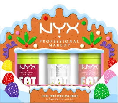 NYX Professional Makeup Gingerbaddie Land Fat Oil - Блеск для губ: набор подарочный для губ, 3 шт