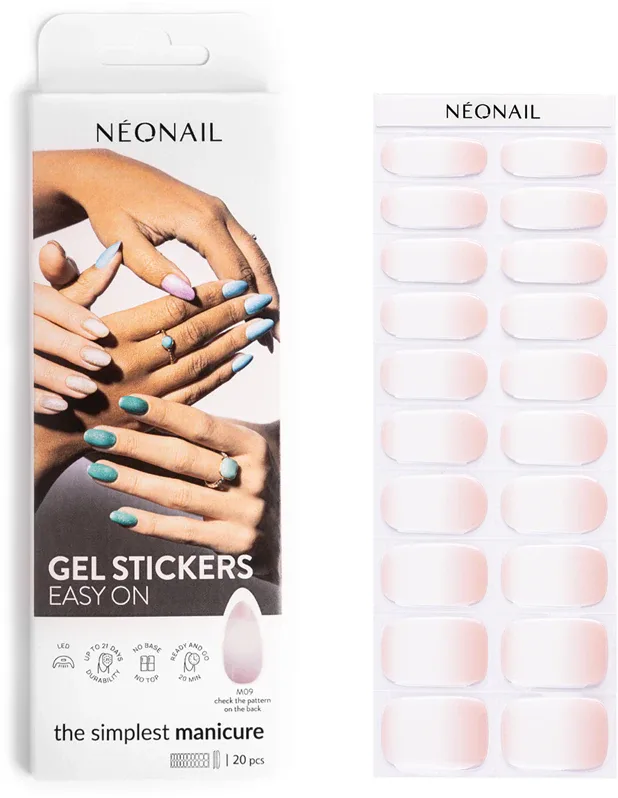 NEONAIL Easy On Gel Stickers - Наклейки на ногти для использования с УФ/Светодиодной лампой, 20 шт, оттенок M09