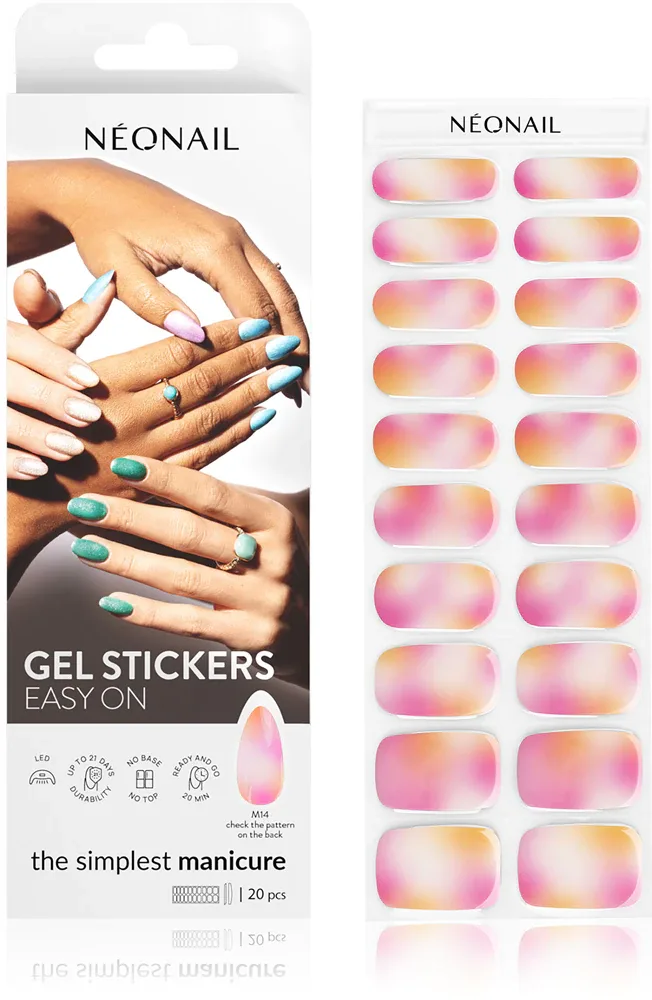 NEONAIL Easy On Gel Stickers - Наклейки на ногти для использования с УФ/Светодиодной лампой, 20 шт, оттенок M14