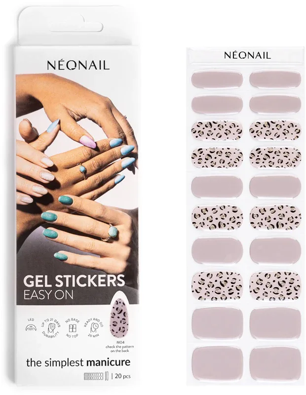 NEONAIL Easy On Gel Stickers - Наклейки на ногти для использования с УФ/Светодиодной лампой, 20 шт, оттенок M04