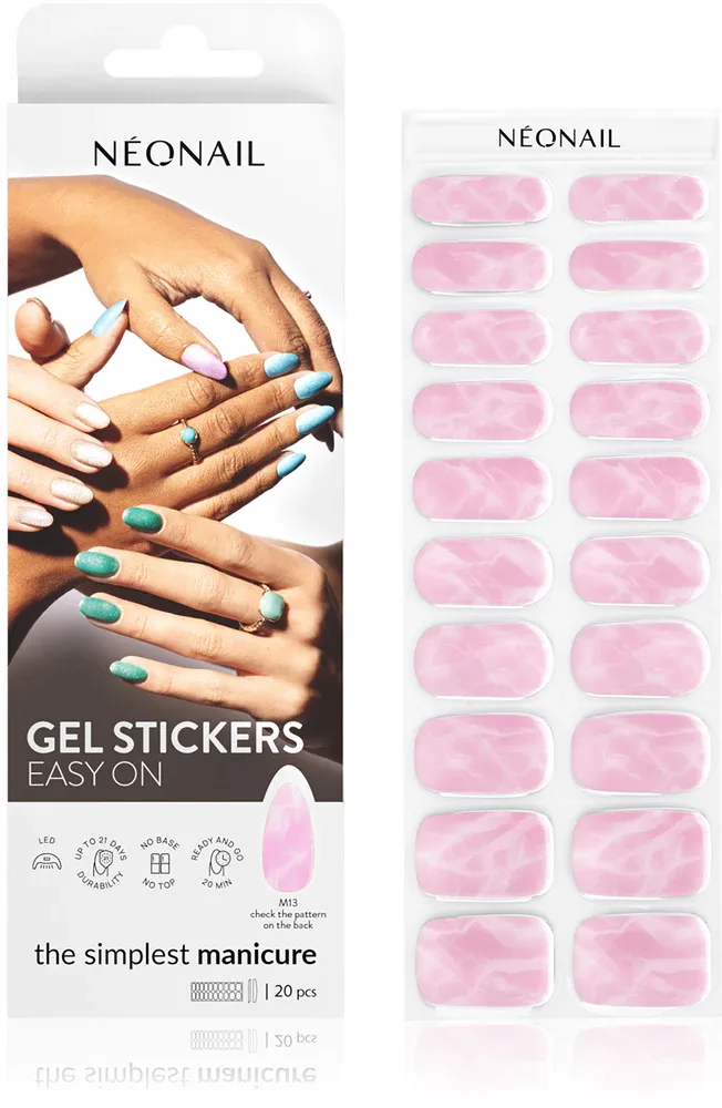 NEONAIL Easy On Gel Stickers - Наклейки на ногти для использования с УФ/Светодиодной лампой, 20 шт, оттенок M13
