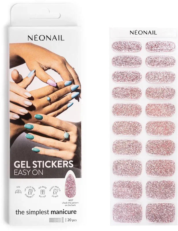 NEONAIL Easy On Gel Stickers - Наклейки на ногти для использования с УФ/Светодиодной лампой, 20 шт, оттенок M07