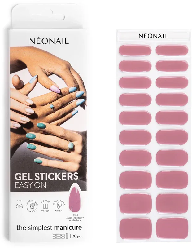 NEONAIL Easy On Gel Stickers - Наклейки на ногти для использования с УФ/Светодиодной лампой, 20 шт, оттенок M08