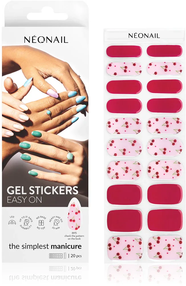 NEONAIL Easy On Gel Stickers - Наклейки на ногти для использования с УФ/Светодиодной лампой, 20 шт, оттенок M15