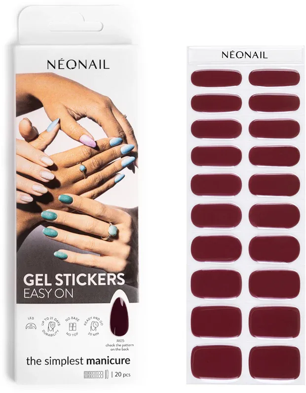 NEONAIL Easy On Gel Stickers - Наклейки на ногти для использования с УФ/Светодиодной лампой, 20 шт, оттенок M05