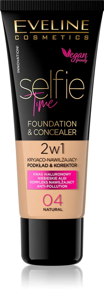 Eveline Cosmetics Selfie Time - Тональная основа: подкладка и корректор 2 в 1, 30 мл, оттенок 04 Natural
