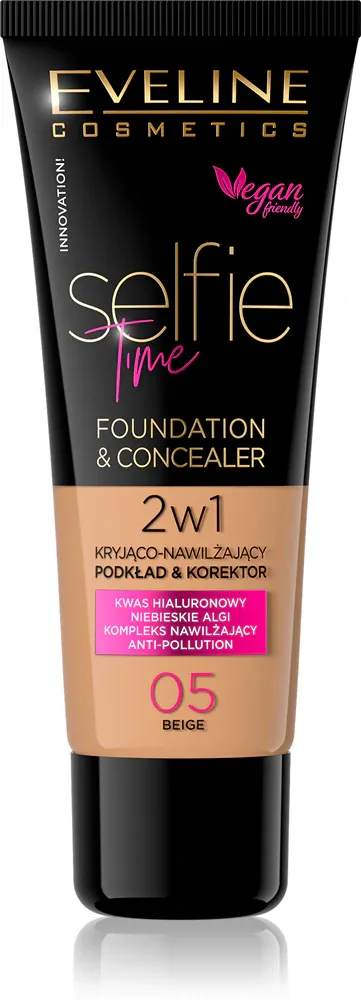 Eveline Cosmetics Selfie Time - Тональная основа: подкладка и корректор 2 в 1, 30 мл, оттенок 05 Beige