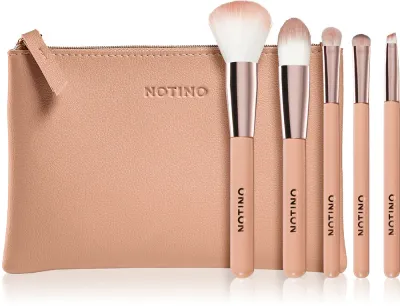 Notino Glamour Collection Travel Brush Set with Pouch - Косметический набор кистей в чехле для путешествий, 1 шт
