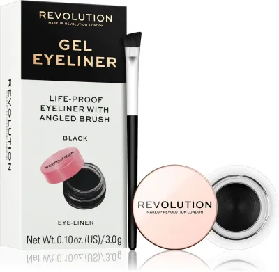 Makeup Revolution Gel Eyeliner Pot - Гелевая подводка для глаз с кисточкой, 3 г