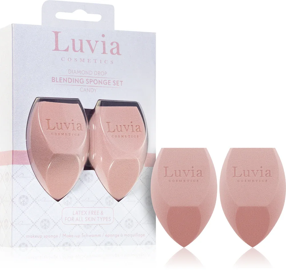 Luvia Cosmetics Diamond Drop Blending Sponge Set - Кисть косметическая двойная губка для макияжа, 2 шт, оттенок цвет Candy
