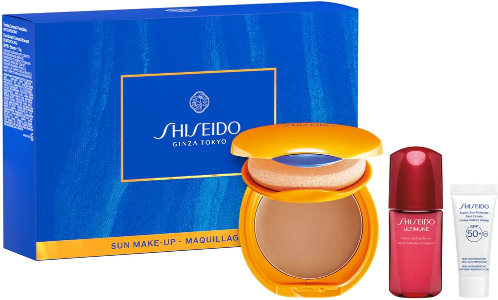 Shiseido Expert Sun Protector Tanning Compact Foundation SPF10 - Подарочный набор оттенка Бронза, оттенок Bronze