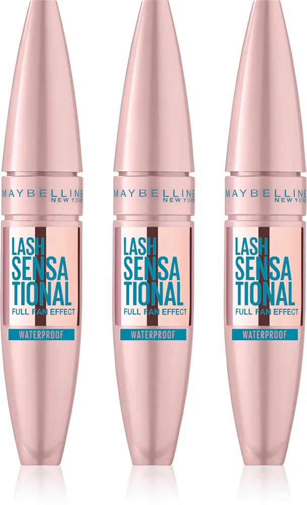 MAYBELLINE NEW YORK Lash Sensational - Водостойкая тушь для ресниц, удлиняющая, подкручивающая и придающая объем оттенок Черный, 3 мл, оттенок Black