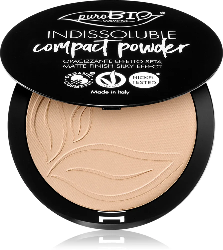 puroBIO Cosmetics Indissouble - Пудра в компакте с матовым покрытием, 9 г, оттенок 02