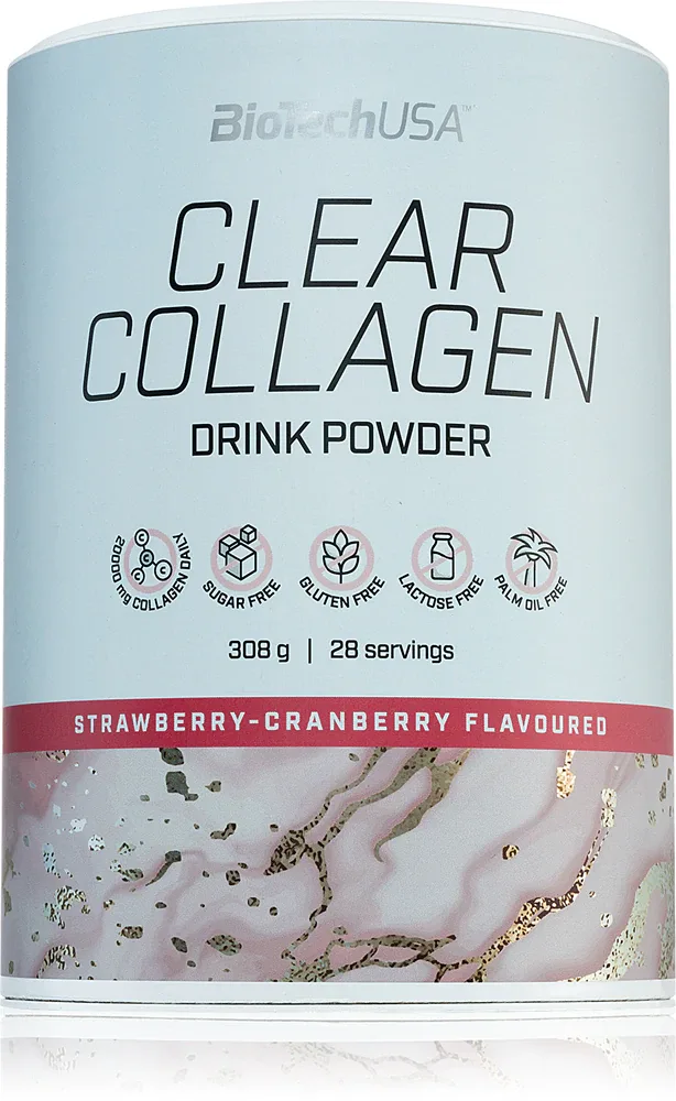 Напиток с коллагеном BioTechUSA Clear Collagen в порошке, со вкусом клубники, 308 г вкус Strawberry & Cranberry