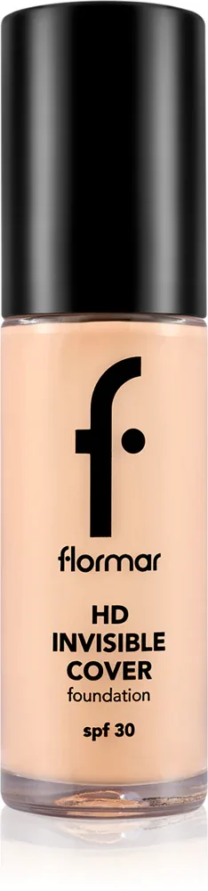 flormar HD Invisible Cover Foundation - Легкое тональное средство с эффектом сияния SPF 30, 30 мл, оттенок 040 Light Ivory