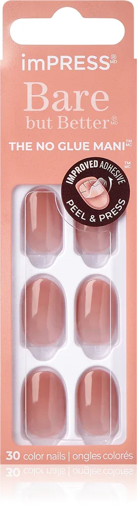 KISS imPRESS Bare but Better - Самоклеящиеся искусственные ногти, 30 шт