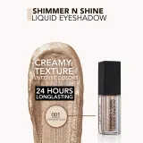 flormar Shimmer & Shine Liquid Shadow - Блестящие тени для век в жидкой форме, 4.5 мл, оттенок 01 Cashmere Gold — фото 3