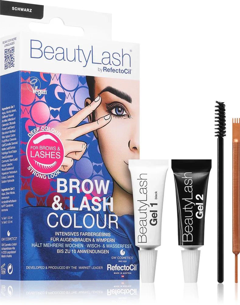Краска для бровей и ресниц RefectoCil BeautyLash Brow Lash Colour стойкая, коричневая, 1 шт, оттенок Black