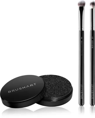 BrushArt Professional Eyeshadow brush set with brush cleaning sponge - Набор кистей для макияжа глаз, 3 шт