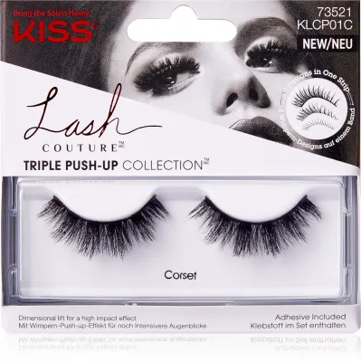 Ресницы накладные KISS Lash Couture Triple Push-Up на тонкой ленте, с клеем в комплекте, 2 шт Corset