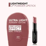flormar Lightweight Lip Powder Lipstick - Трендовая помада с матовым эффектом, 3 г, оттенок 009 Fall Rose — фото 3