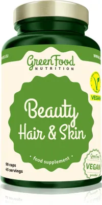 Добавка пищевая GreenFood Nutrition Beauty Hair Skin для волос, кожи и ногтей, в капсулах, 90 капс