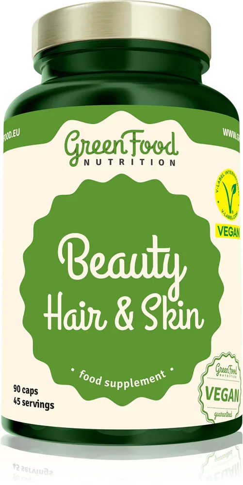 Добавка пищевая GreenFood Nutrition Beauty Hair Skin для волос, кожи и ногтей, в капсулах, 90 капс