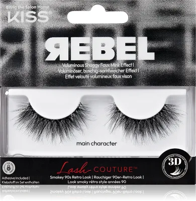 Накладные ресницы KISS Rebel с клеем в комплекте, 2 шт