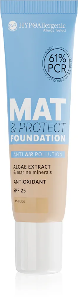 Bell HYPOallergenic Mat & Protect - Долговременное матирующее тональное средство SPF 25, 30 г, оттенок 05 Beige