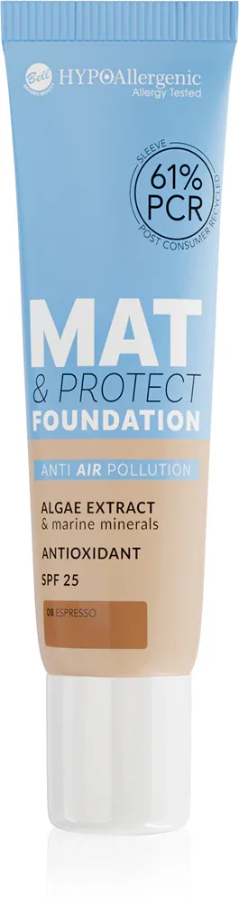 Bell HYPOallergenic Mat & Protect - Долговременное матирующее тональное средство SPF 25, 30 г, оттенок 08 Espresso