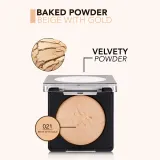 flormar Baked Powder - Розовая пудра для лица, придающая сияние, 9 г, оттенок 021 Beige with Gold — фото 3