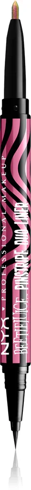 NYX Professional Makeup Beetlejuice Pinstripe Duo Liner - Подводка для глаз 2 в 1, 0.5 мл, оттенок 01 Pink Chrome