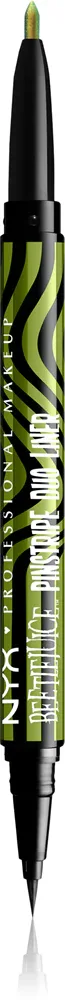 NYX Professional Makeup Beetlejuice Pinstripe Duo Liner - Подводка для глаз 2 в 1, 0.5 мл, оттенок 03 Green Chrome
