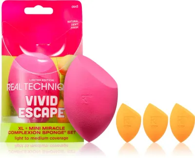 Real Techniques Vivid Escape Complexion Perfection Sponge set - Кисть для макияжа, 4 шт