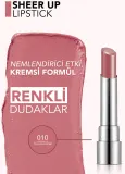 Помада для губ flormar Sheer Up Lipstick увлажняющая, с блеском, 3 г, оттенок Thulian Pink — фото 3