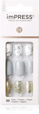 Ногти накладные KISS imPRESS Short самоклеящиеся, короткой длины, 30 шт