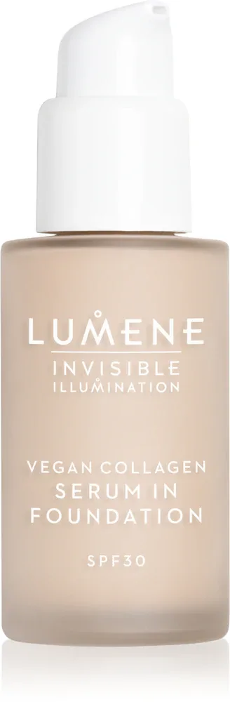 Lumene Invisible Illumination Vegan Collagen Serum in Foundation - Легкий питательный тональный крем, 30 мл, оттенок SPF 30 0.5