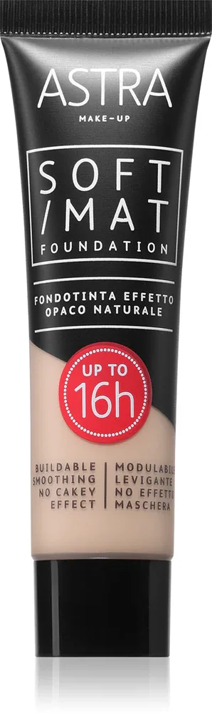 Astra Make-up Soft Mat Foundation - Легкое тональное основание, 30 мл, оттенок 001 cloud