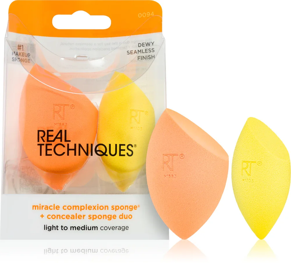 Real Techniques Sponge+ Miracle Complexion & Concealer - Кисть для макияжа 2 штуки, 1 шт