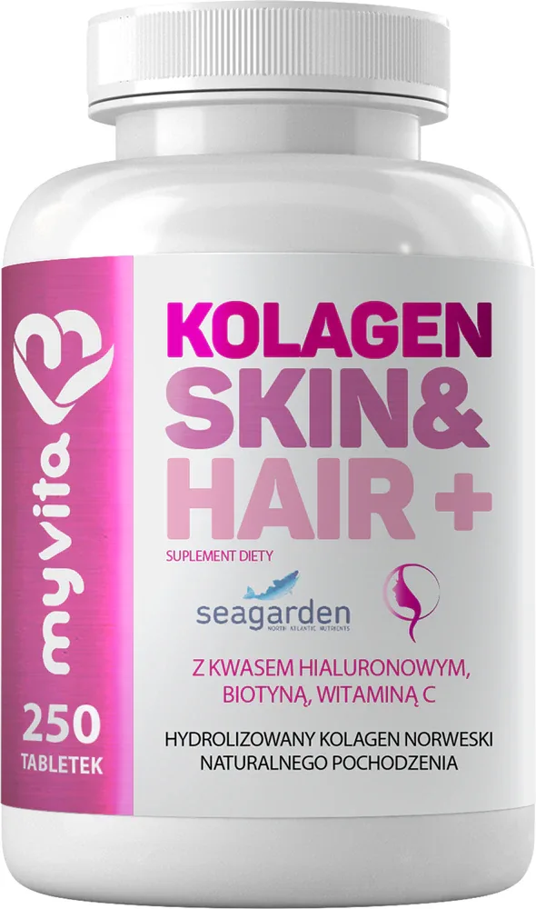 Таблетки MyVita Kolagen Skin Hair+ для кожи и волос, без вкуса, 250 таблеток