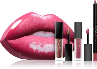 Huda Beauty Contour & Strobe Lip Set - Подарочный набор оттенков Trophy Wife & Shameless, 3 шт