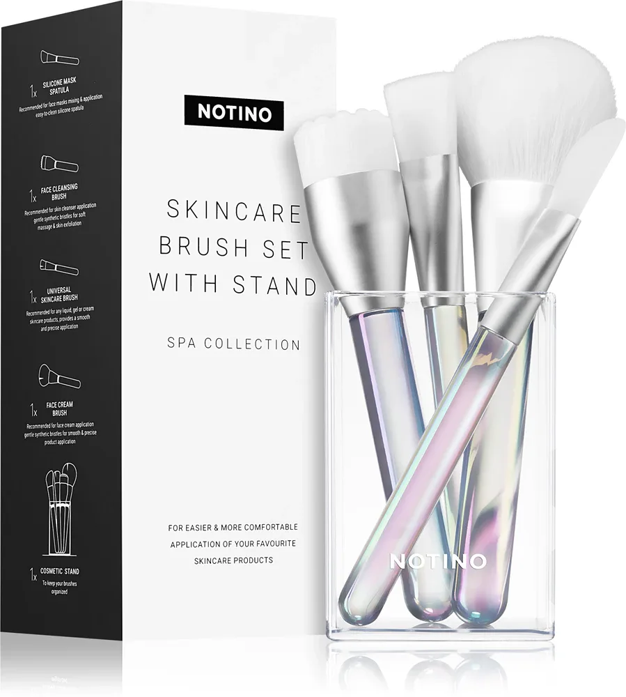 Notino Spa Collection Skincare brush set with stand - Набор кистей для ухода за кожей, 4 шт